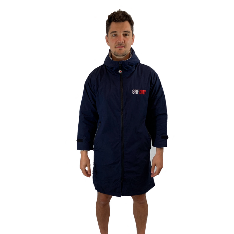 Long Sleeve Waterproof Changing Robe Mens | Polar Edition | Blue - SRF DRY Cheap Dryrobe Sale