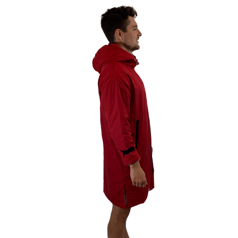 Long Sleeve Waterproof Changing Robe Mens | Polar Edition | Red - SRF DRY Cheap Dryrobe Sale